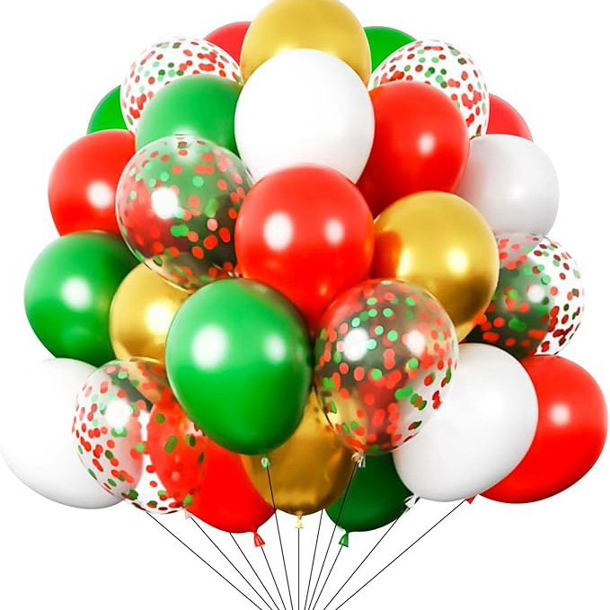 Conjunto de balões de Natal de cor mista de 12 polegadas