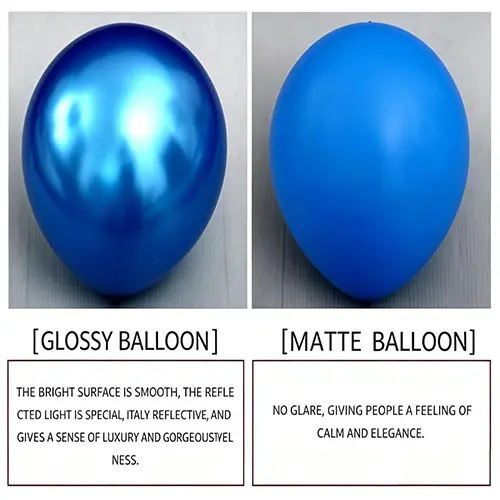 Balões de látex fosco vs brilhante