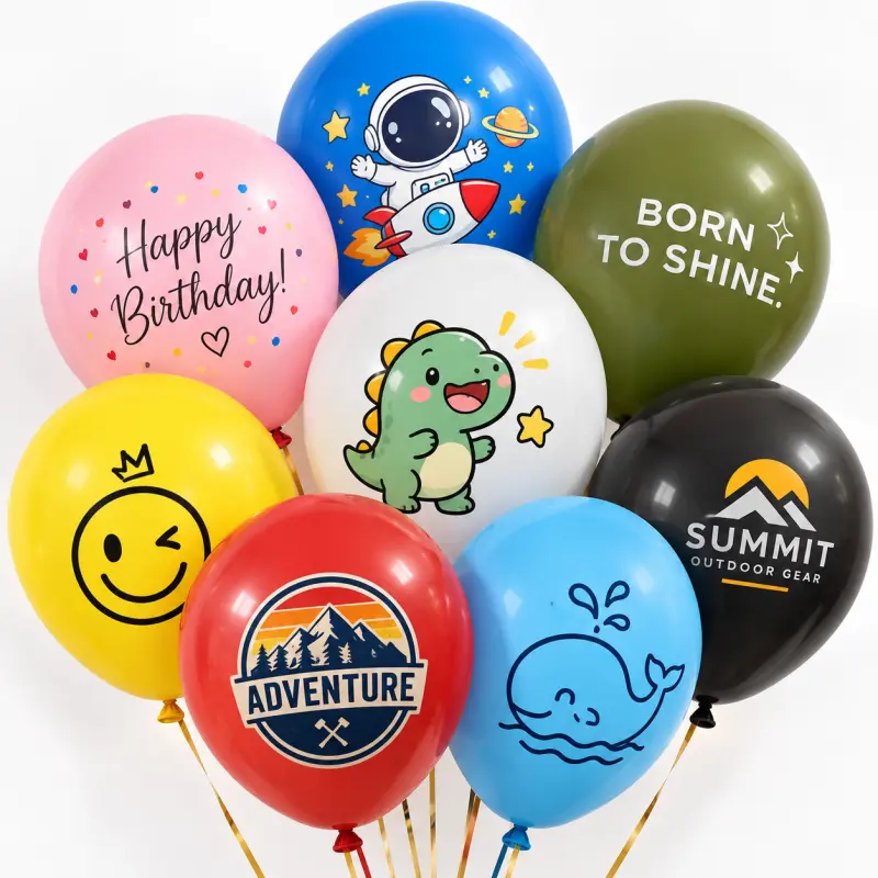 Balão de látex impresso personalizado MOQ para vários designs de logotipo