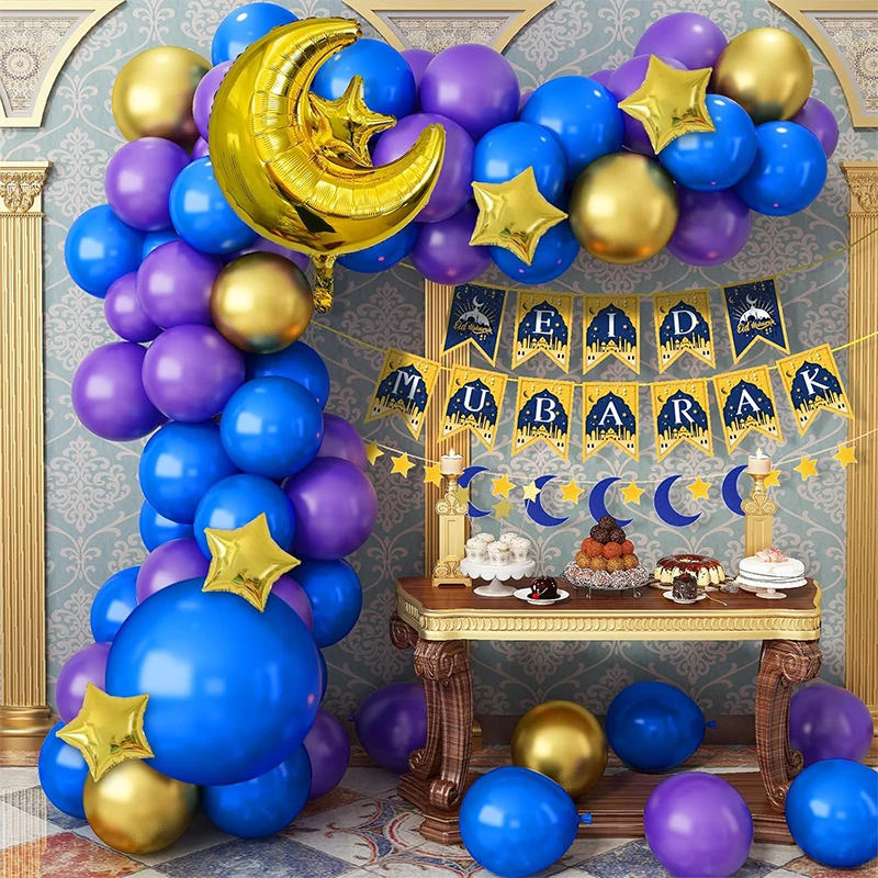 Balão de balão com balão de papel alumínio Eid Mubarak