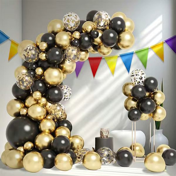 Kits de arco de balão preto e dourado