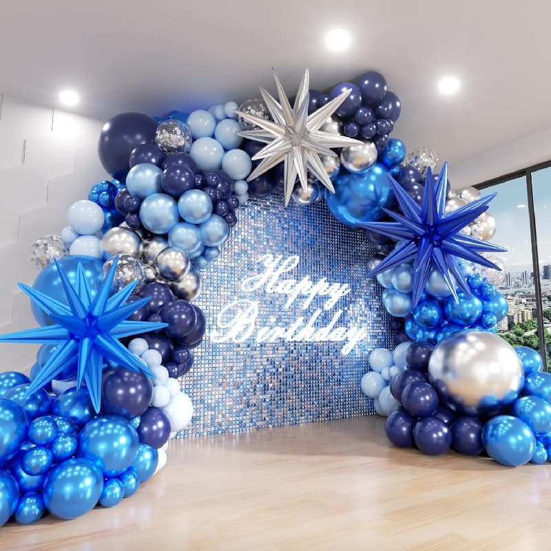 Arco de balão de aniversário azul