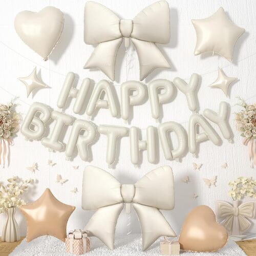 Conjunto de balão de aniversário com nó em arco