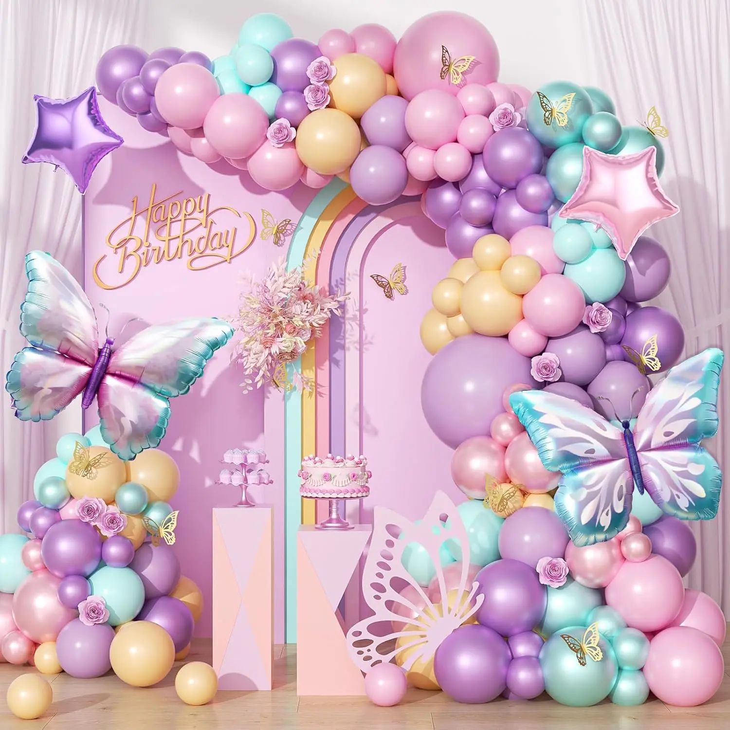 Conjunto de guirlanda de balão borboleta