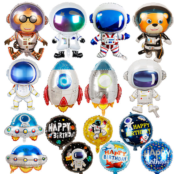 Balão de folha de astronauta do espaço de desenho animado