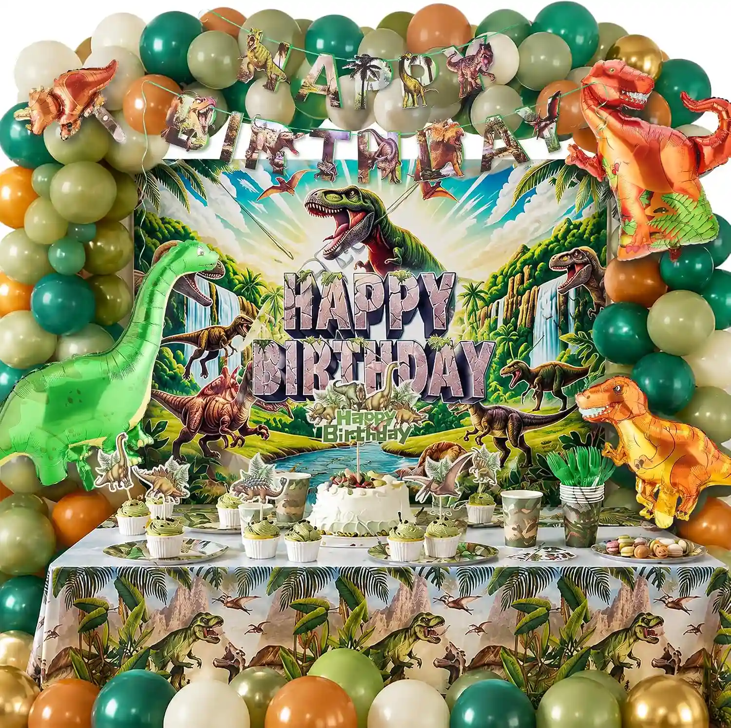 Decorações de balão de aniversário de dinossauro