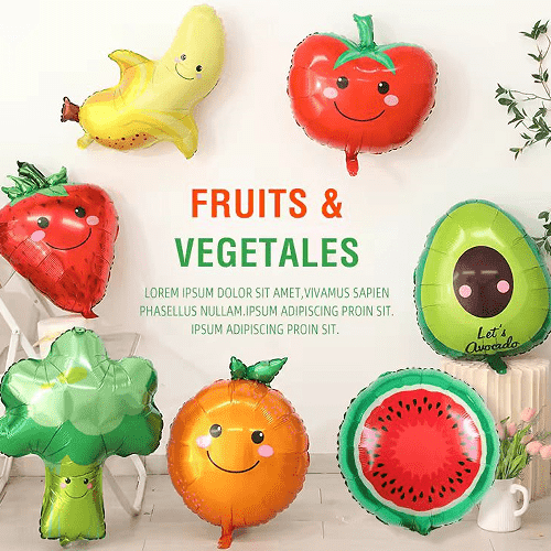 Balões de alumínio de frutas e legumes