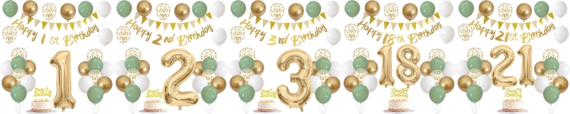 green and gold color decoration balloon kit