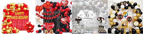 Balloon garland with happy anniversary foil balloon