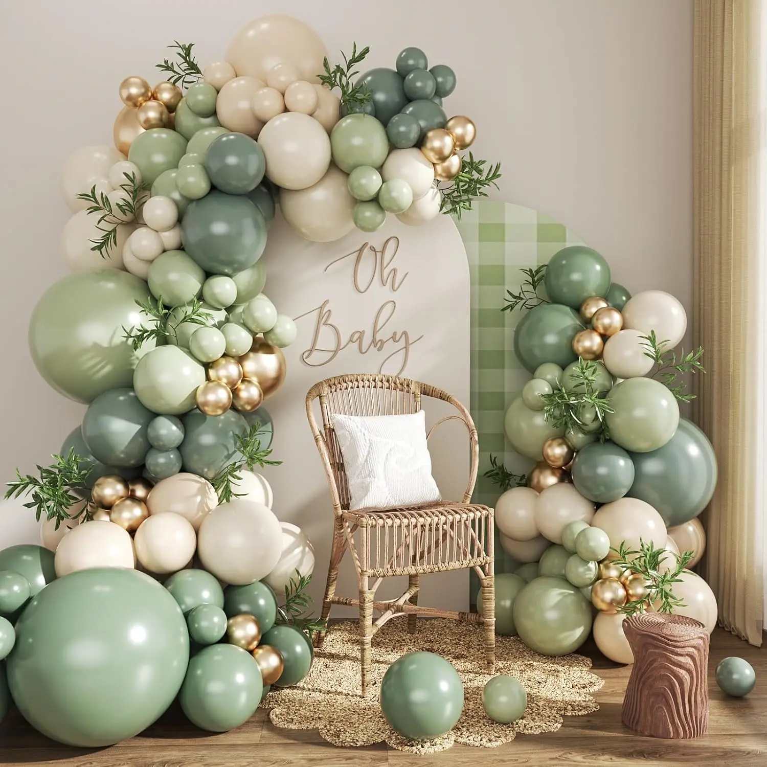 Kits de arco de guirlanda de balão verde sálvia