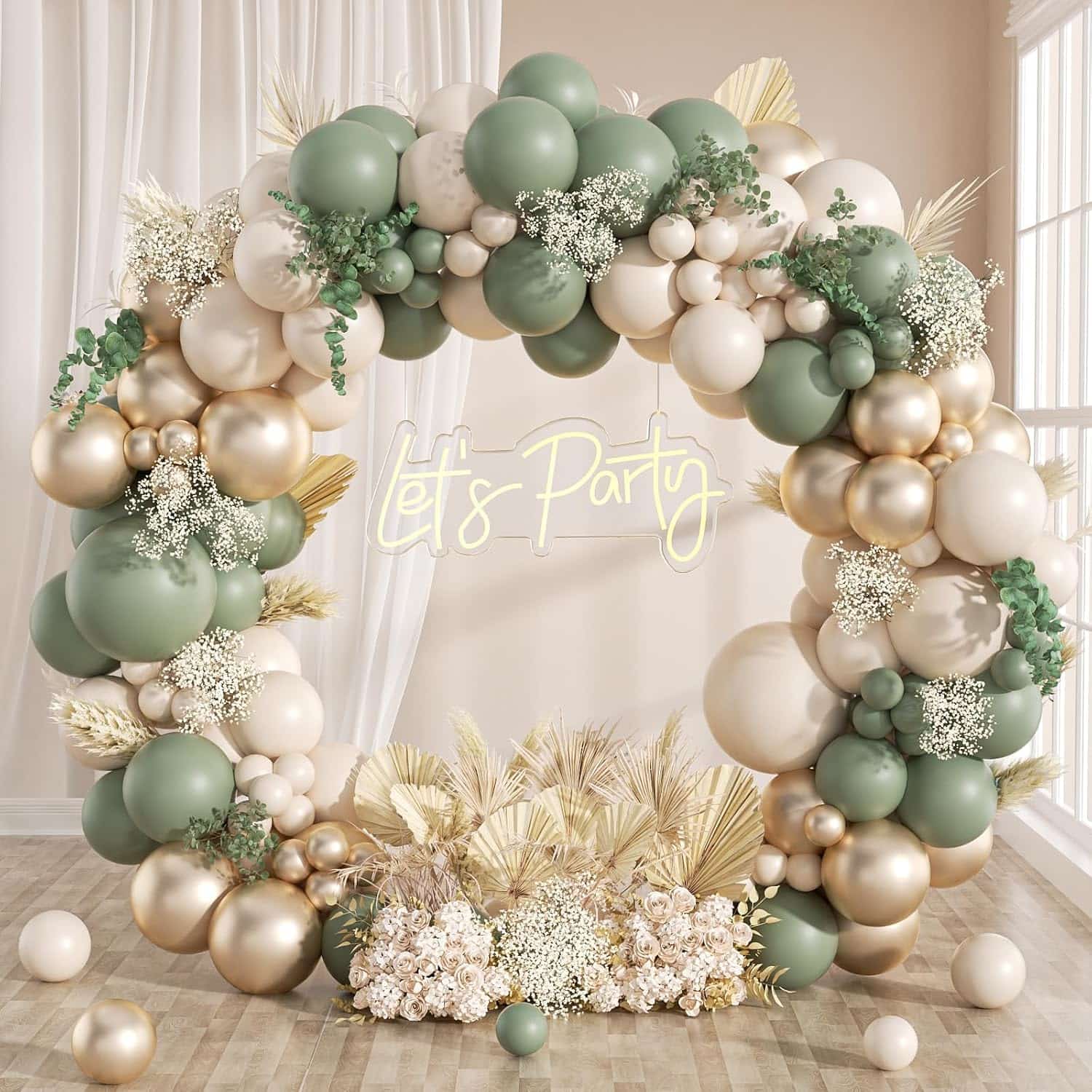 Kit de arco de guirlanda de balão Boho verde sálvia